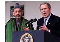 Afghanistan's puppet leader Hamid Karzai with Bush