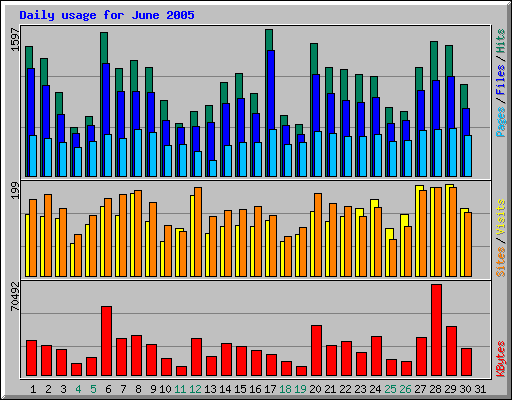 Daily usage for June 2005