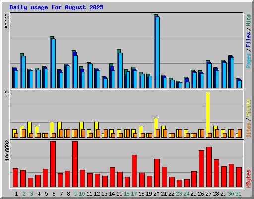 Daily usage for August 2025
